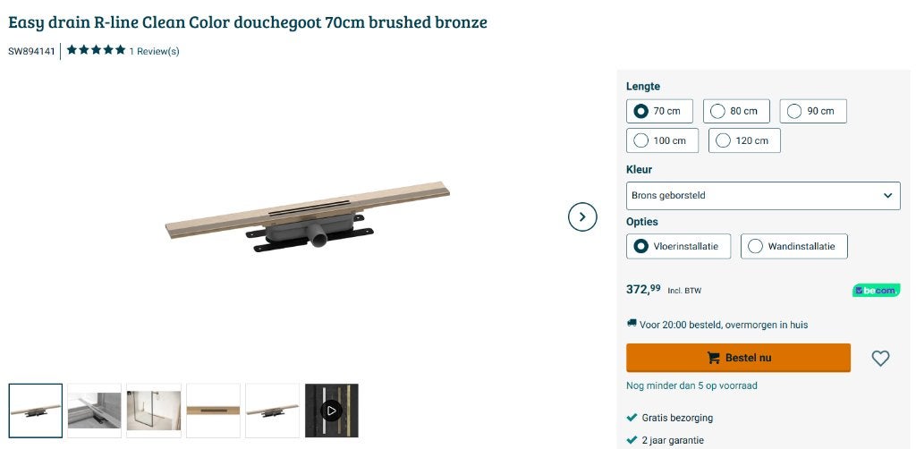 Douchegoot brons geborsteld NIEUW, Ophalen, Nieuw, Koper, Douche