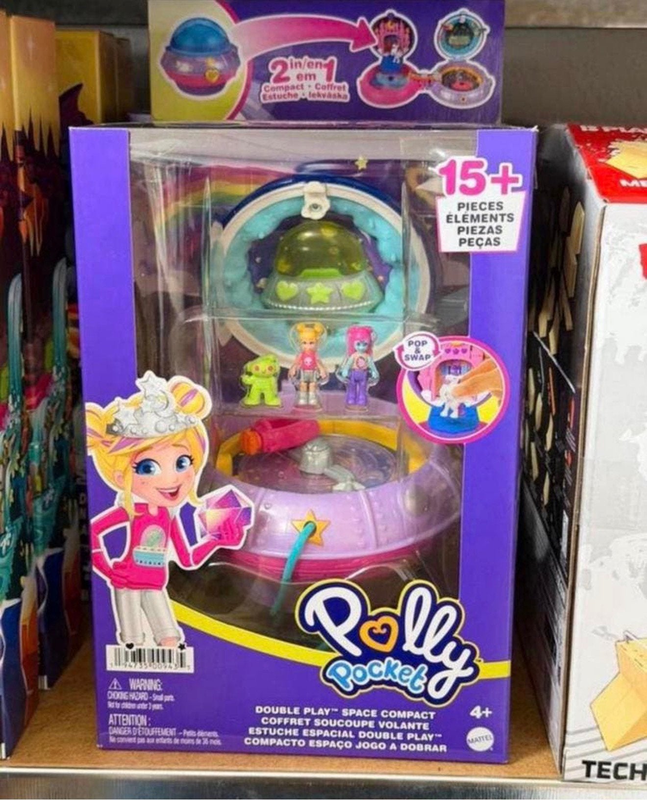 Ensemble jeu Polly Pocket Double Compacts - Spaceship Castle, Enlèvement ou Envoi, Neuf, Garçon ou Fille