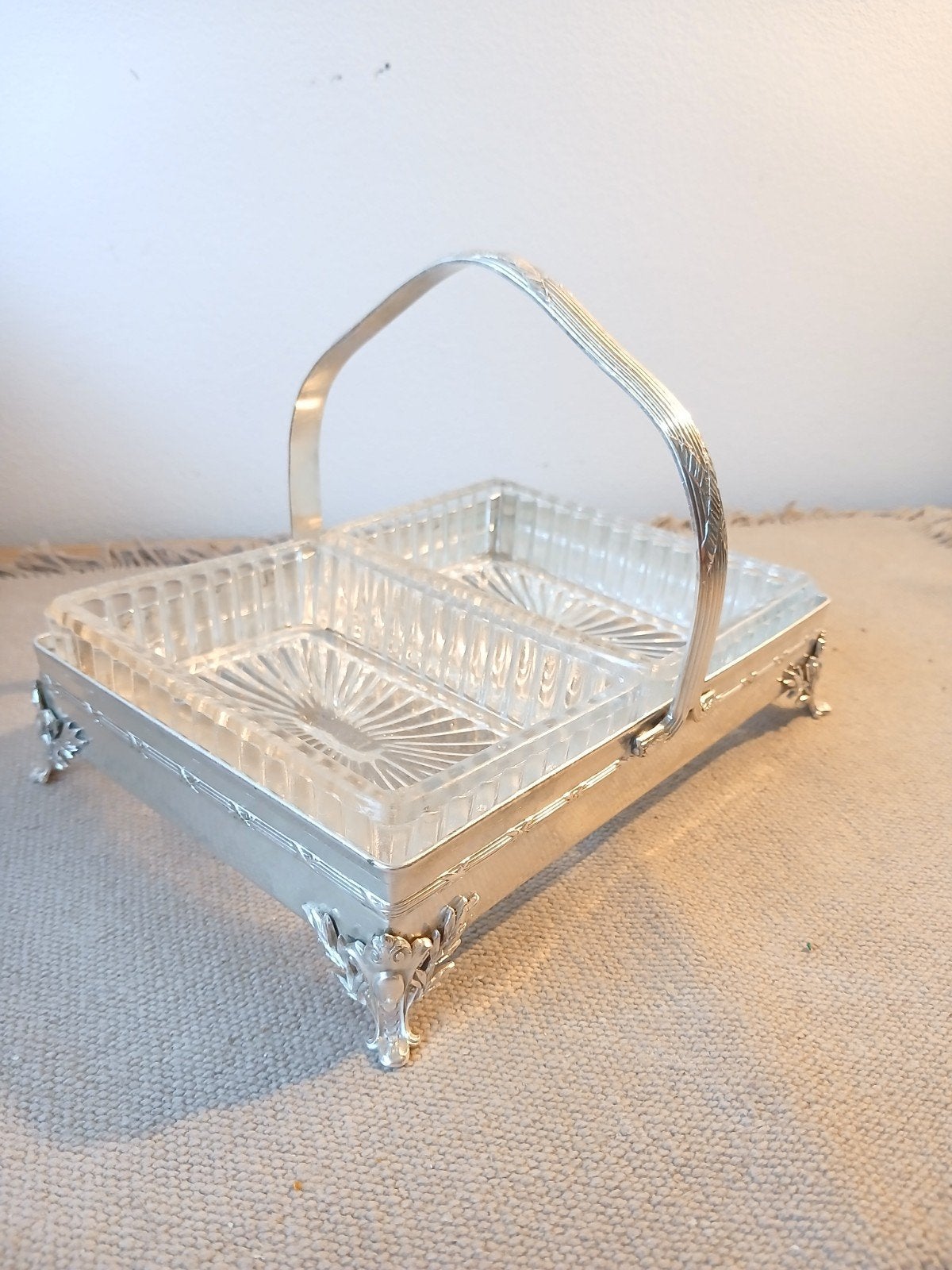 serviteur double 1900 argenté saglier frères cristal bayel, Enlèvement ou Envoi
