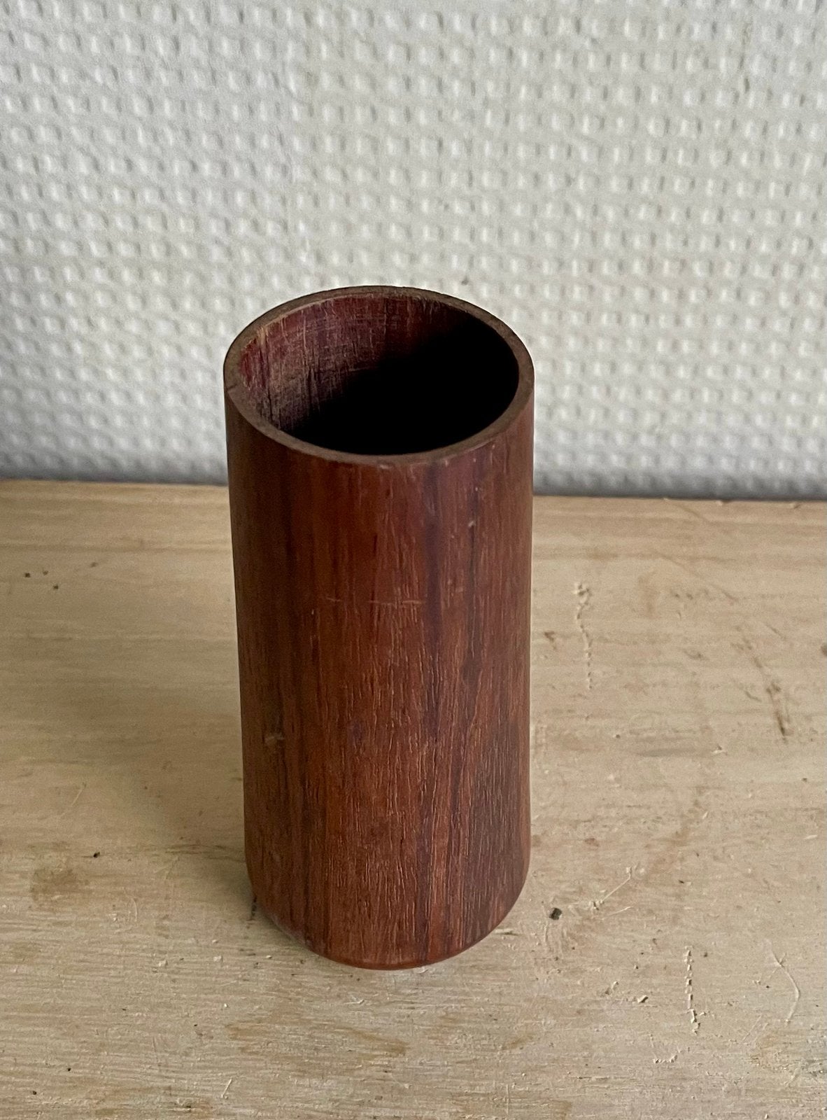 Porte-stylo/vase vintage en teck, Enlèvement ou Envoi
