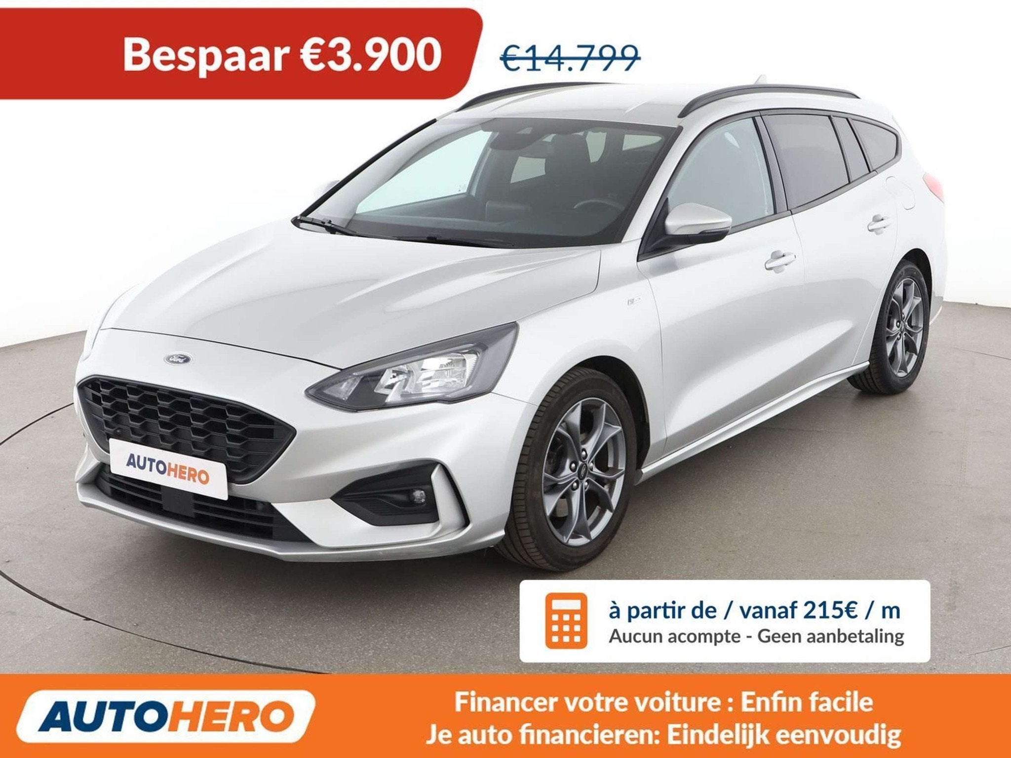 Ford Focus 1.5 TDCi EcoBlue ST-Line (bj 2021), Auto's, Stof, Gebruikt, 5 deurs, Zilver of Grijs