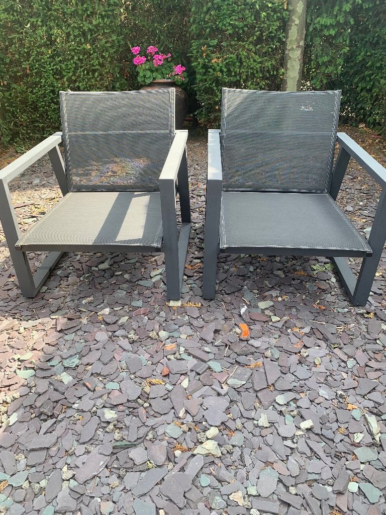 Twee loungezetels, Tuin en Terras, Aluminium, Zo goed als nieuw, Loungeset, Ophalen