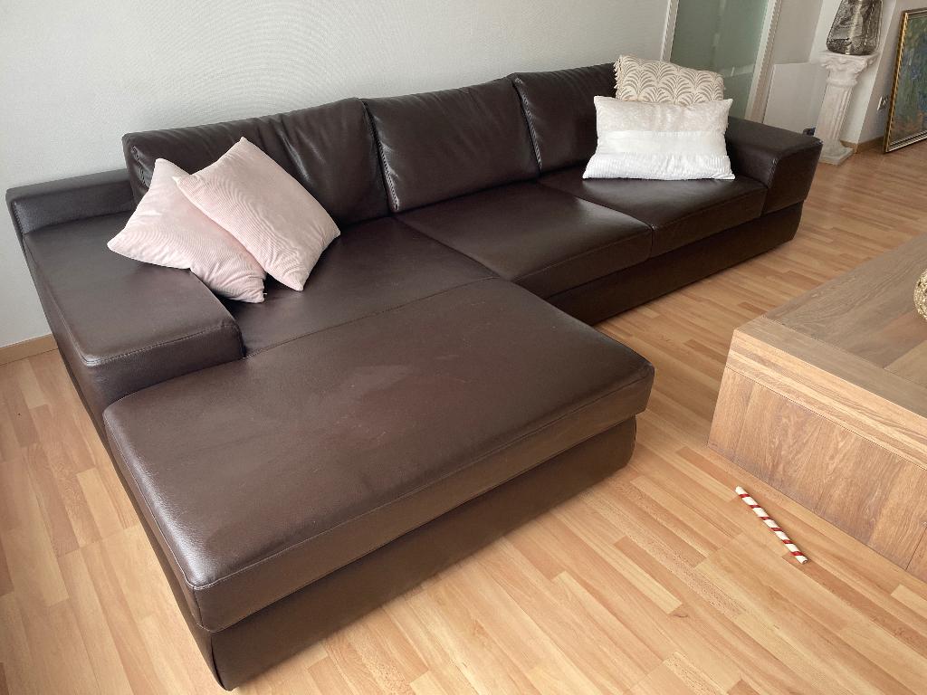 Mooie 3-zit zetel met chaise longue, Ophalen, Gebruikt, Driepersoons, 75 tot 100 cm