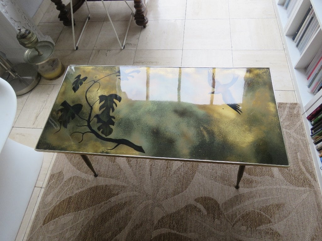 Seventies salontafel messing duif boom, Ophalen of Verzenden