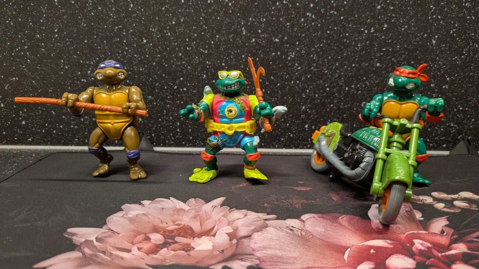 Vintage TMNT Turtles Figuren + Motor | Jaren '90 Playmates, Ophalen of Verzenden, Gebruikt