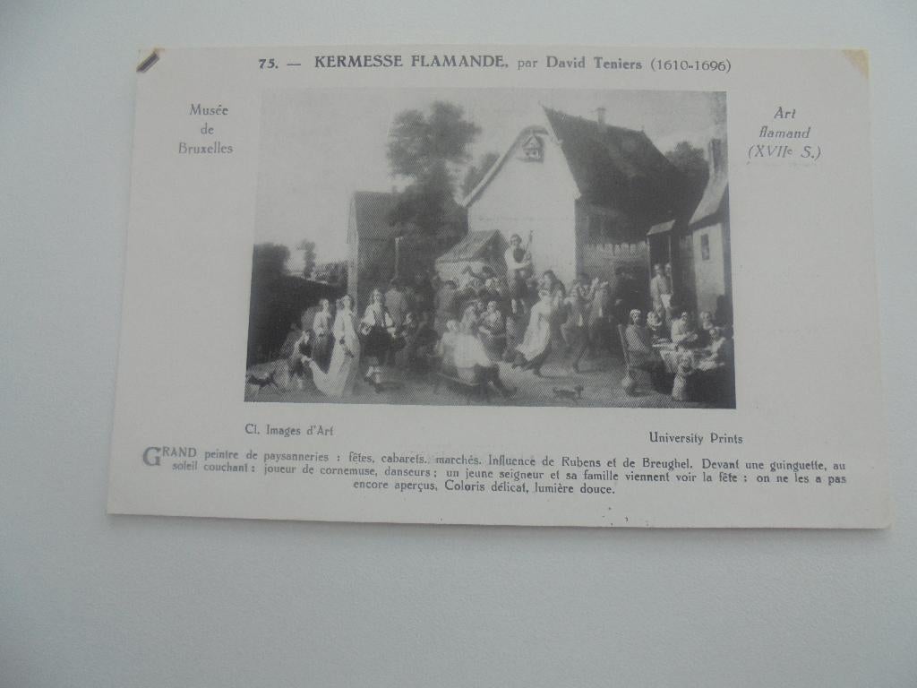 kermesse flamande ,par david teniers, Envoi, 1920 à 1940, Non affranchie, Flandre Occidentale