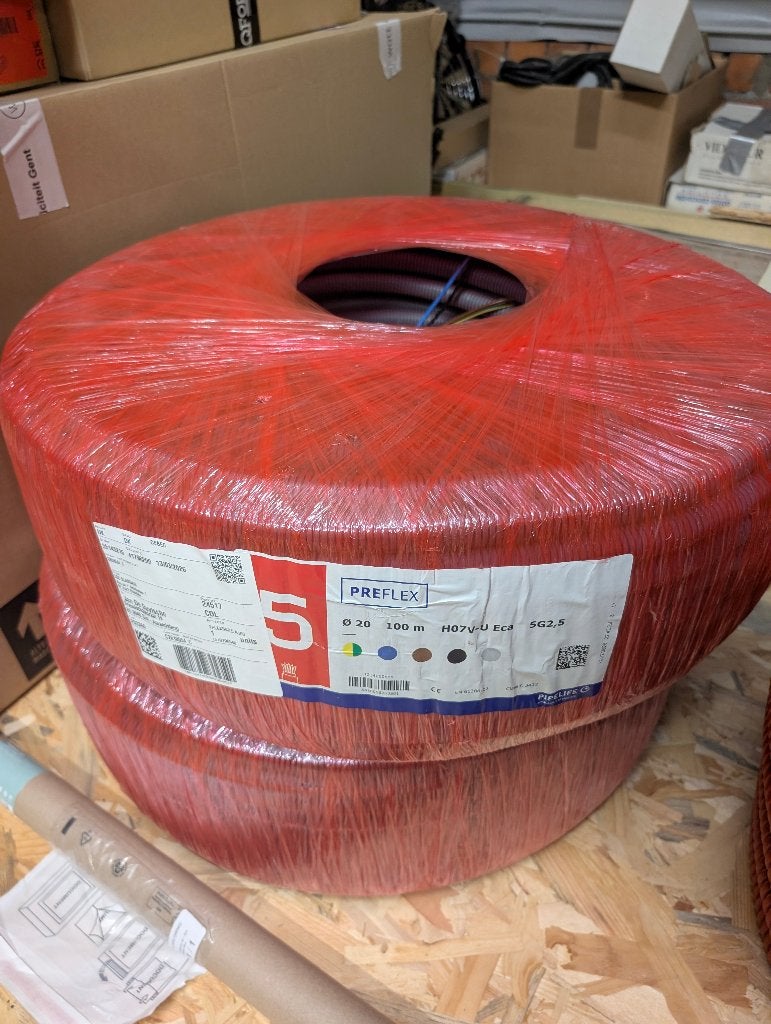 Installatiekabels preflex 5G2,5mm³ - rol 100m -2 stuks, Ophalen, Nieuw, Kabel of Snoer