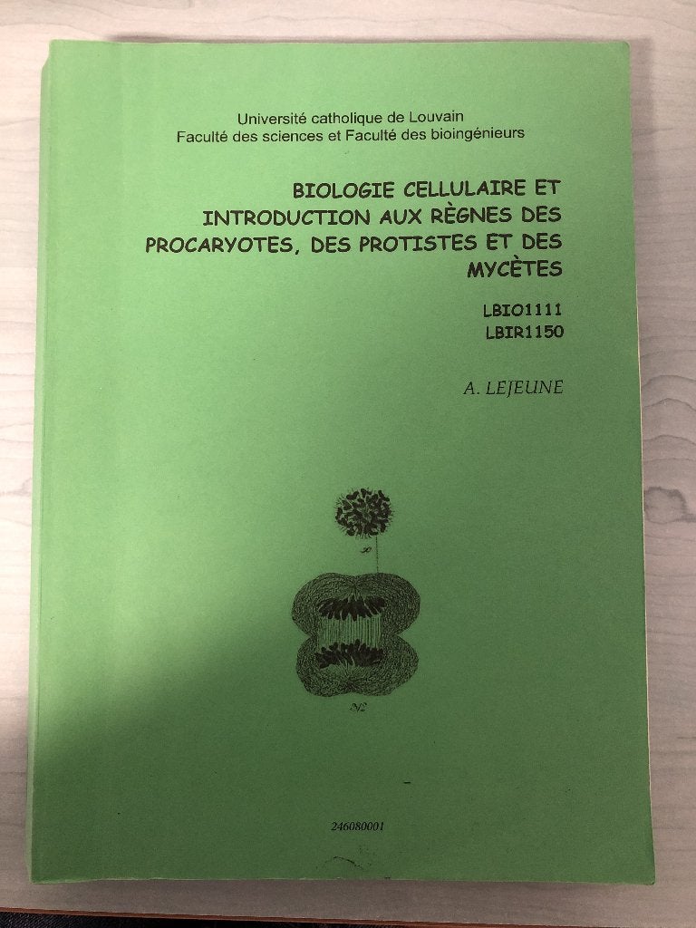 Biologie cellulaire, introduction aux règnes - UCLouvain, Livres, Enlèvement, Comme neuf, Sciences naturelles
