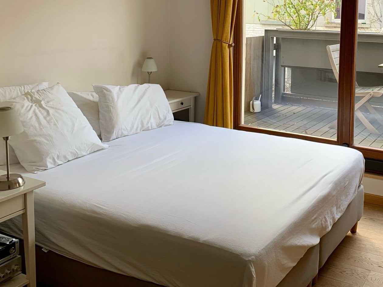 Lit + matelas IKEA 160x200 - Bon état - 199€, Maison & Meubles, Chambre à coucher | Lits boxsprings, Enlèvement, Utilisé, 200 cm