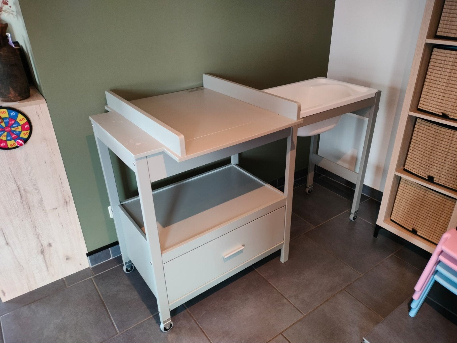verzorgingtafel, commode met bad, Kinderen en Baby's, Ophalen, Gebruikt