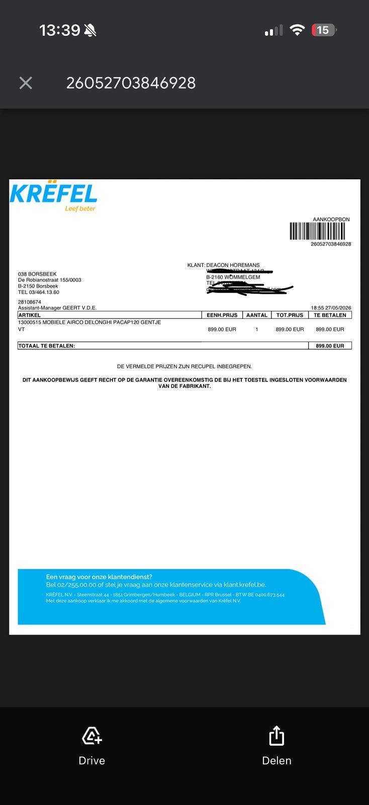 Mobiele airco, Tickets en Kaartjes