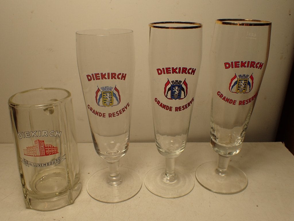 4 glazen Diekirch verschillende, Collections, Marques de bière, Enlèvement ou Envoi, Utilisé, Verre ou Verres, Autres marques