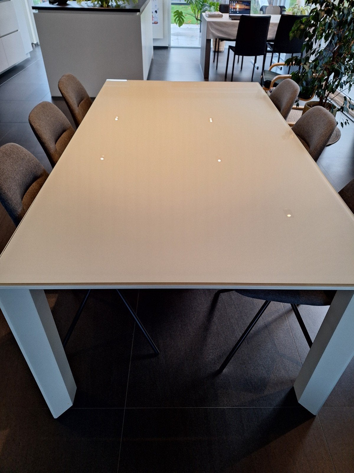 witte tafel met glazen blad Calligaris, Huis en Inrichting, Tafels | Eettafels, Ophalen