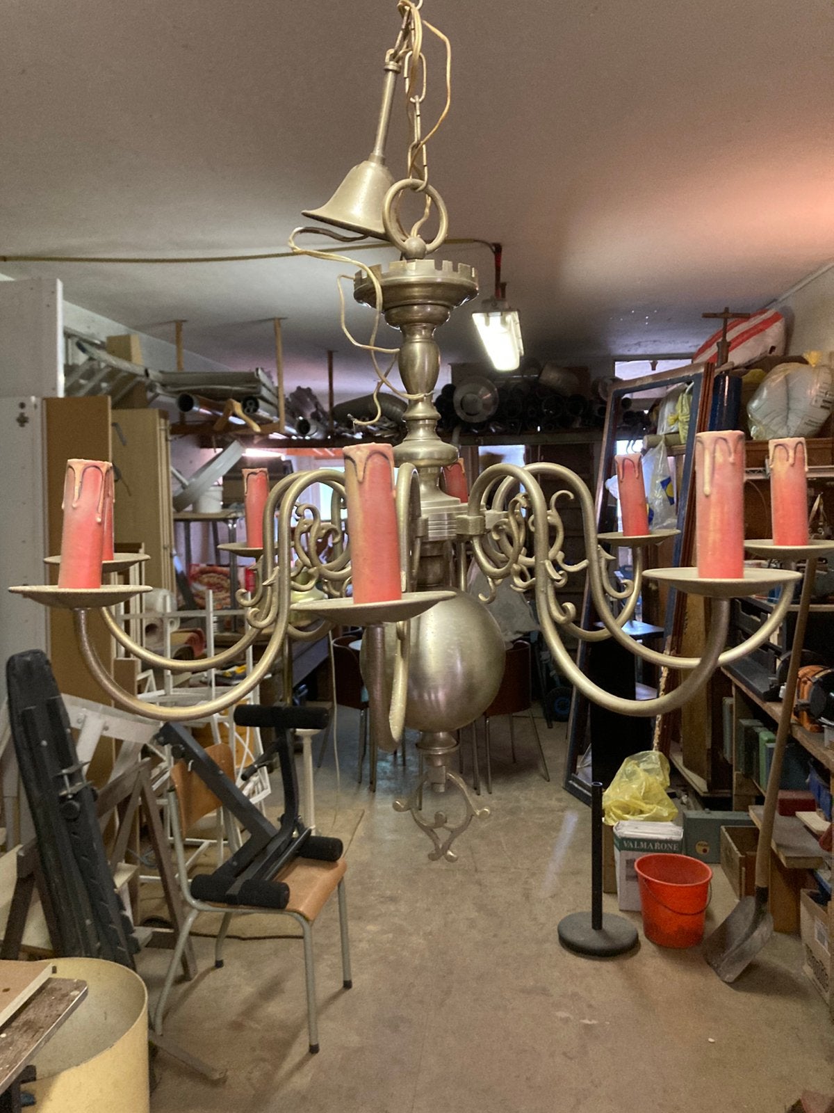 Lustre brasse-antique, Enlèvement, Utilisé, Métal, Brasse-bougies