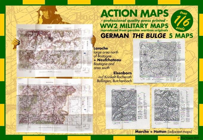 1/6 cartes d'état-major German Battle of the Bulge (Ardennes, Collections, Envoi, Neuf