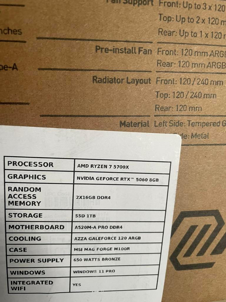 Brand New Gaming PC – Ryzen 7 5700X / RTX 5060, 32 GB, Nieuw, Ophalen of Verzenden, Gaming