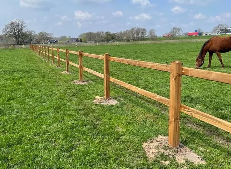 23. Houten hekwerk | hekwerken | paarden omheining, Dieren en Toebehoren, Weidegang, 4 paarden of pony's of meer