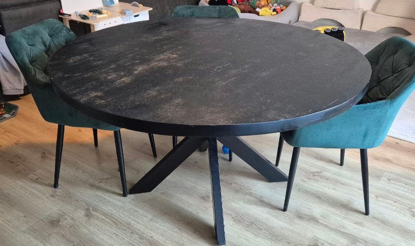 140cm mangohouten eettafel zwart, Huis en Inrichting, Ophalen, Zo goed als nieuw