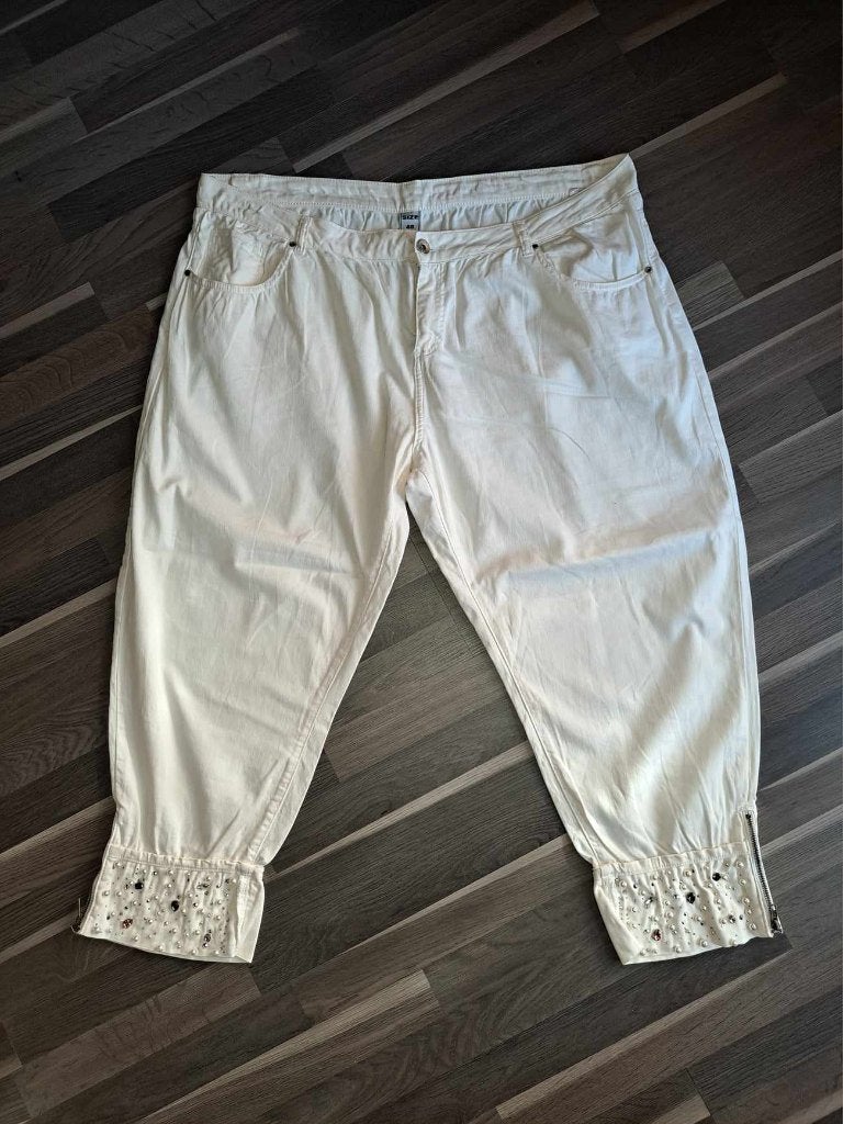 nieuwe witte broek, 58, met parels aan de enkels, Kleding | Dames, Grote Maten, Ophalen of Verzenden, Nieuw, Wit, Broek of Spijkerbroek
