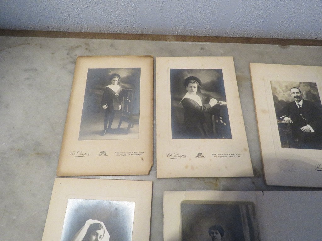 Set 6 kabinetskaarten portretfoto's visitekaart zwart wit, Ophalen of Verzenden