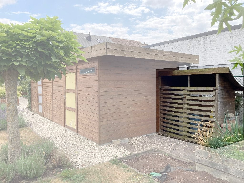 Stevig houten tuinberghok, Jardin & Terrasse, Stockage & Armoires de jardin, Enlèvement, Utilisé, Bois, Stockage de conteneurs