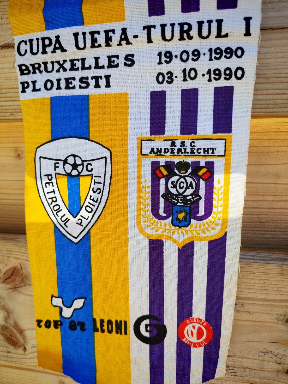 1990 RSC Anderlecht Ploiesti vintage vaandel, Verzamelen, Ophalen of Verzenden