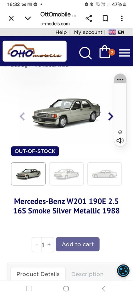 Mercedes 190E 25/16, Verzenden
