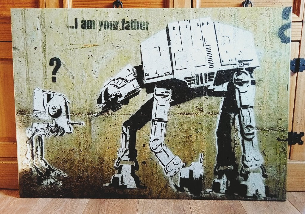 Banksy Star Wars At-At I Am Your Father Canvas, Collections, Enlèvement, Comme neuf, Livre, Poster ou Affiche