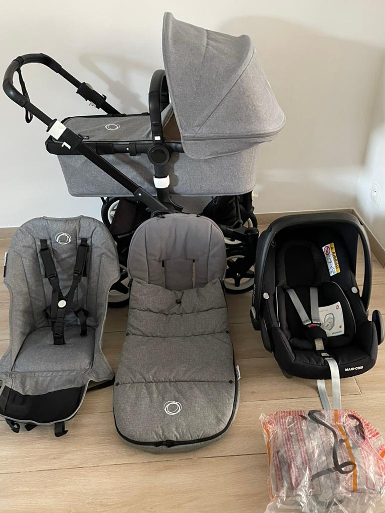 Poussette 3 en 1 Bugaboo Buffalo multicolore gris/noir, Enfants & Bébés, Couverture pieds, Enlèvement ou Envoi, Ba, Comme neuf