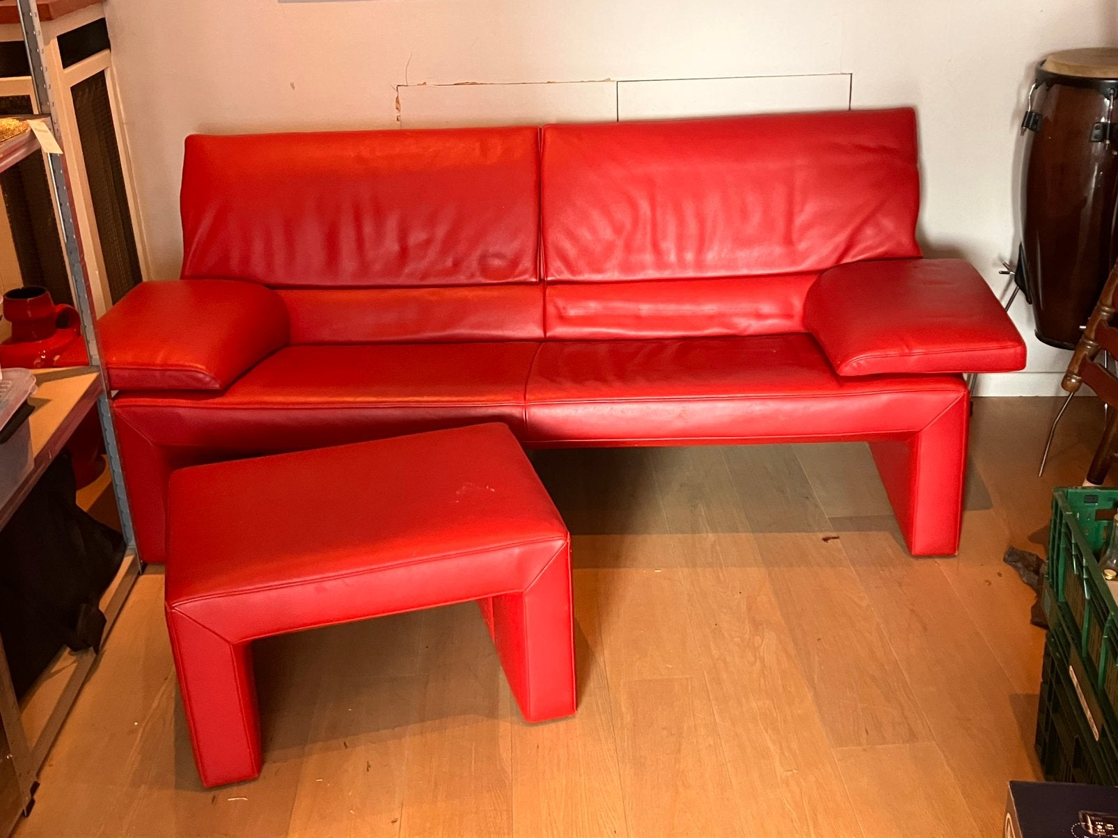 Zetel 2zit met poef, Ophalen, Zo goed als nieuw, Kunststof