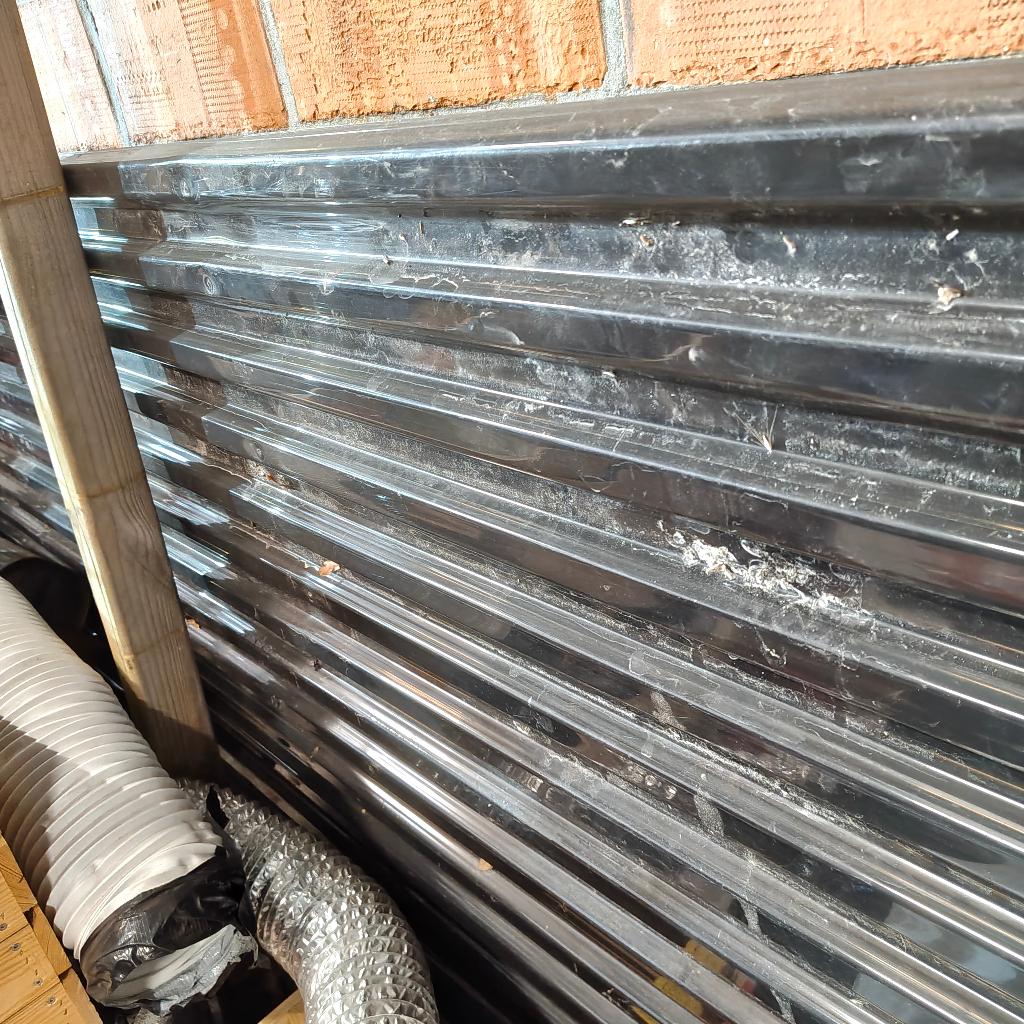 8 PVC damwandplaten 70|18 1.2 mm, lengte 5 meter, Doe-het-zelf en Bouw, Platen en Panelen, Ophalen, Gebruikt, Overige materialen