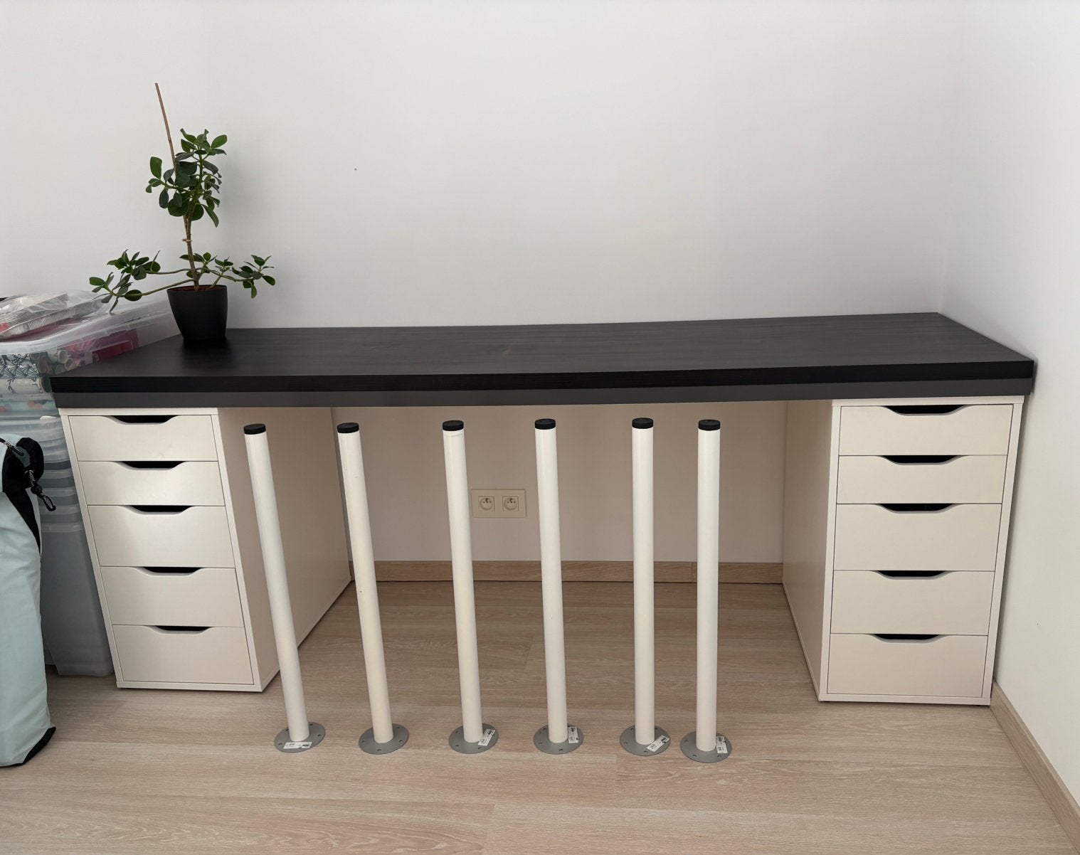 IKEA Bureau Lagkapten / Alex, Huis en Inrichting, Bureaus, Zo goed als nieuw, IKEA, Zwart, Demontabel, Met lades, Opbergruimte