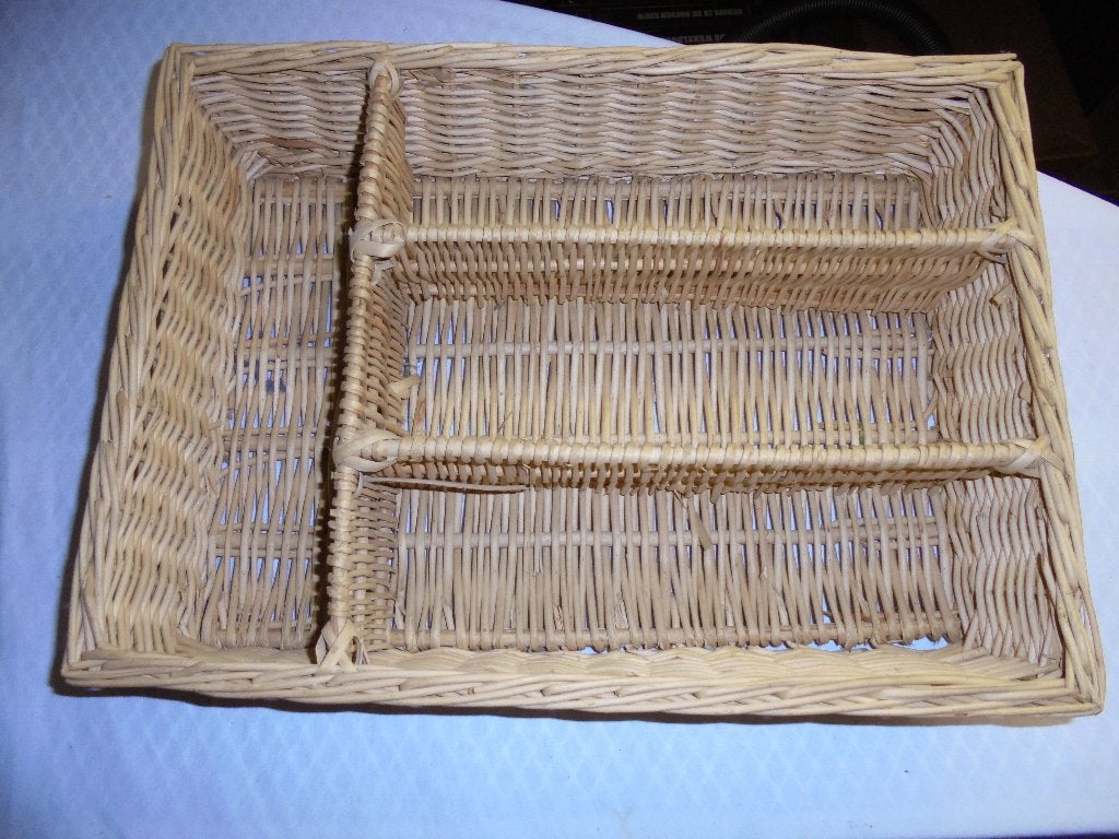 Rieten bestekmand, Huis en Inrichting, Geribbeld, Schaal, Ophalen of Verzenden, Zo goed als nieuw