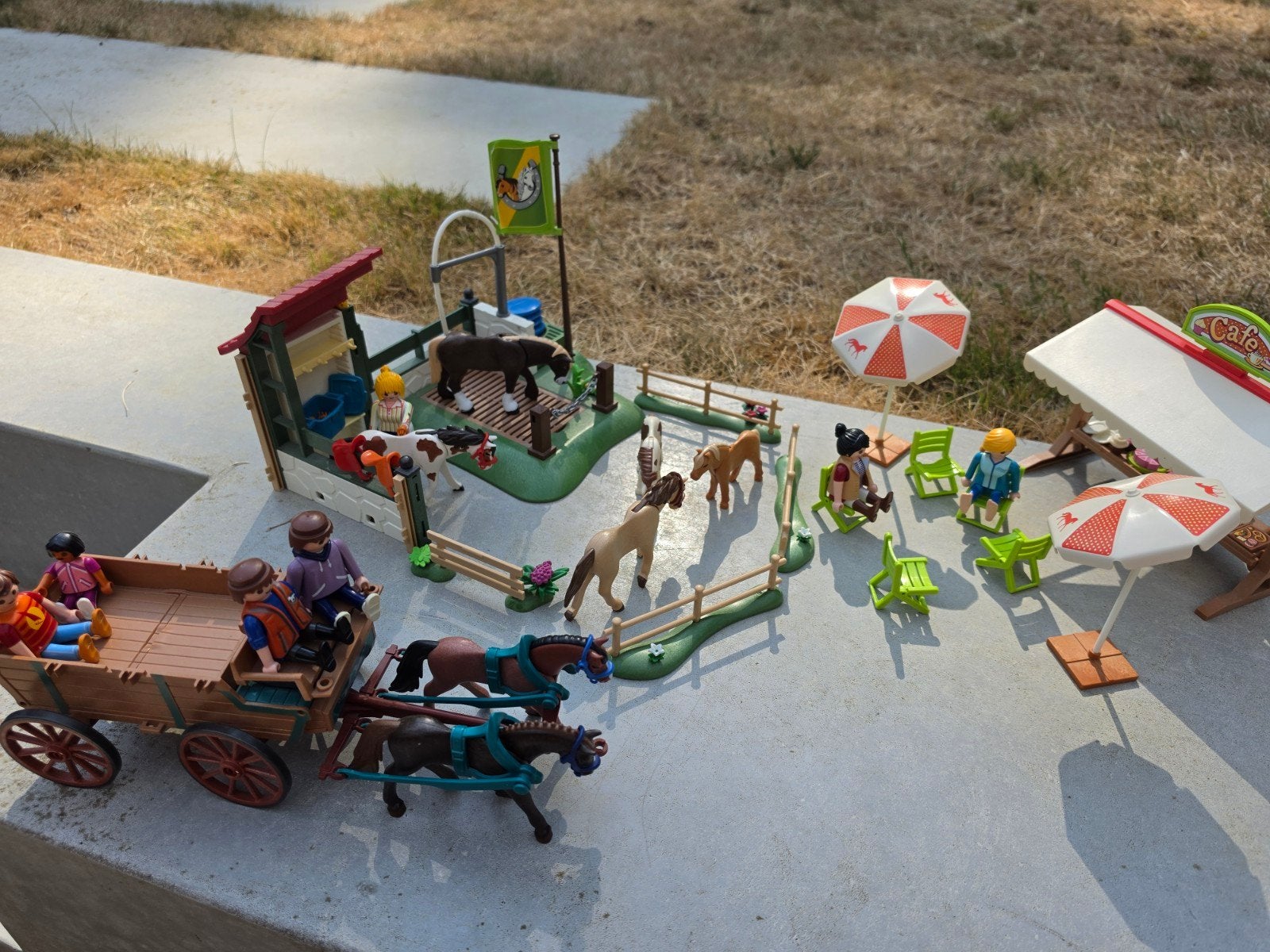 Playmobil café en paarden wasstation, Ophalen, Gebruikt, Complete set