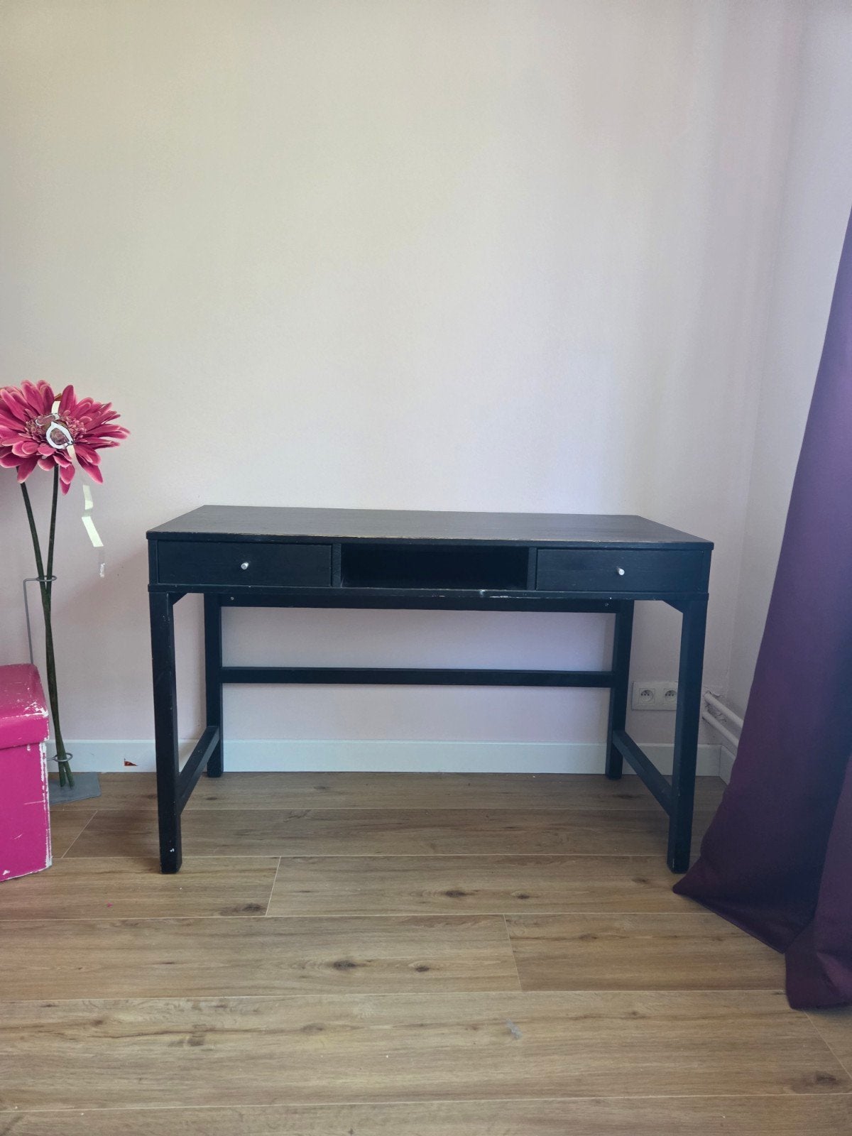Console / bureau noir 120 cm – 2 tiroirs + niche, Maison & Meubles, Bureaux, 120 cm, Classique, 50 cm, Utilisé