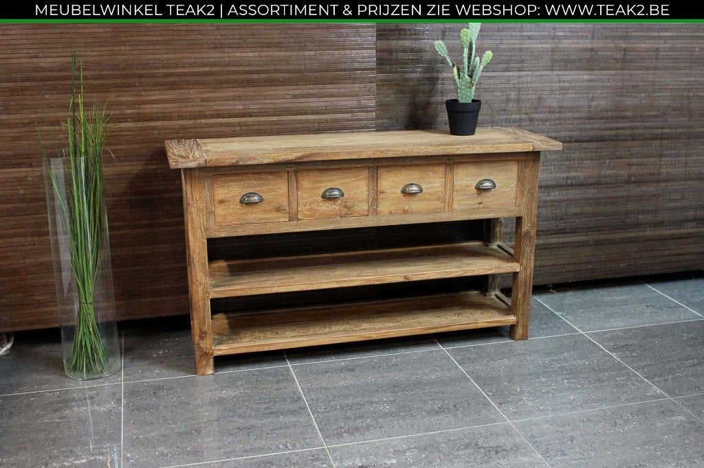 Nouveaux buffets/table d'appoint blanc/teck - buffet TEAK2, Maison & Meubles, Enlèvement ou Envoi, Neuf, Teck, Avec tiroir(s)