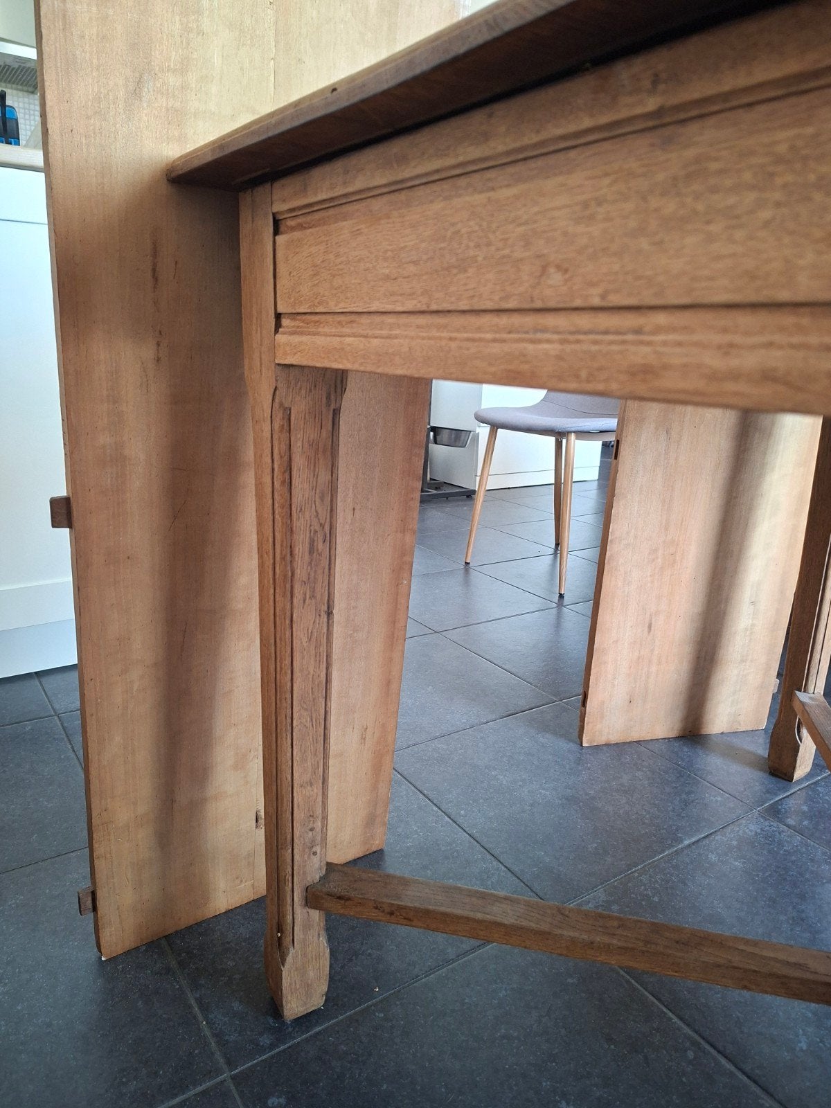 Houten uitschuifbare tafel. 1.00 x 1.35, Huis en Inrichting, Haarden, Ophalen
