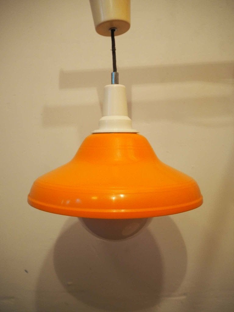 Space Age UFO hanging lamp, mid-century orange lamp, 1970s, Ophalen of Verzenden, Huis en Inrichting