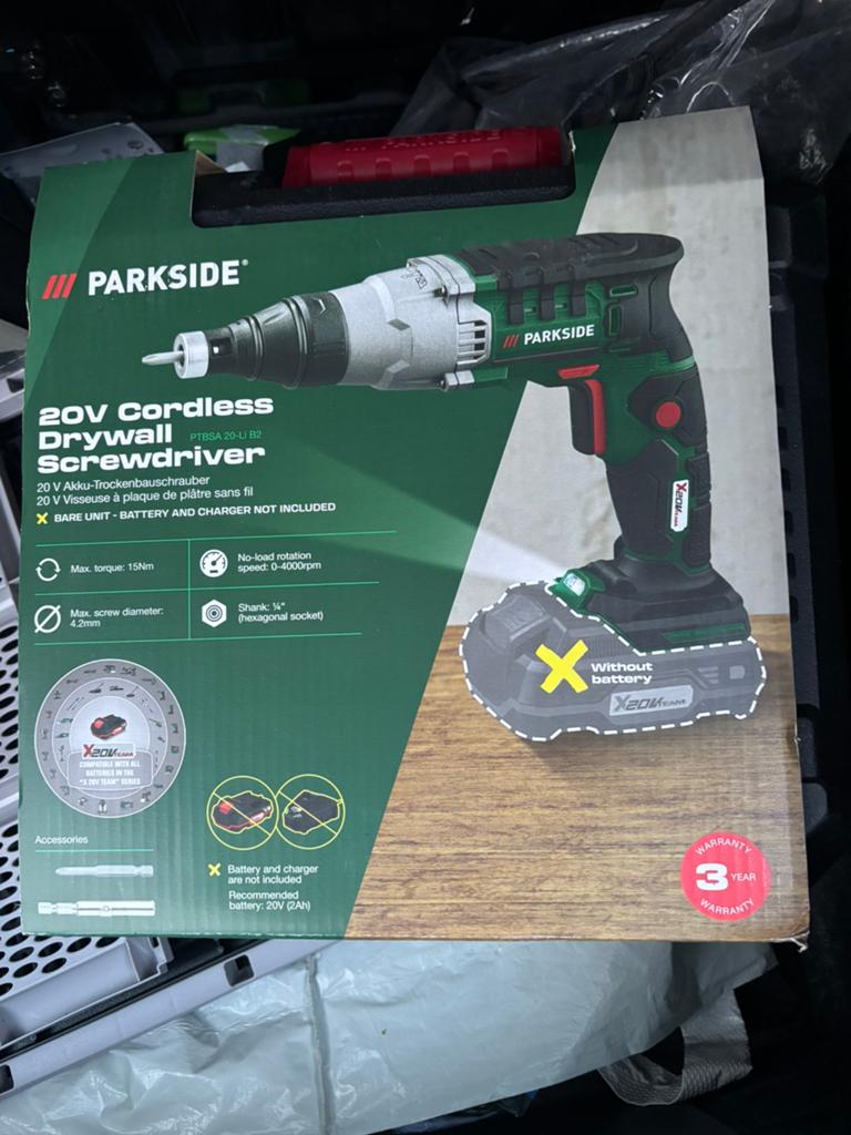 Parkside 20V accu gipsplaatschroevendraaier, Ophalen, Nieuw