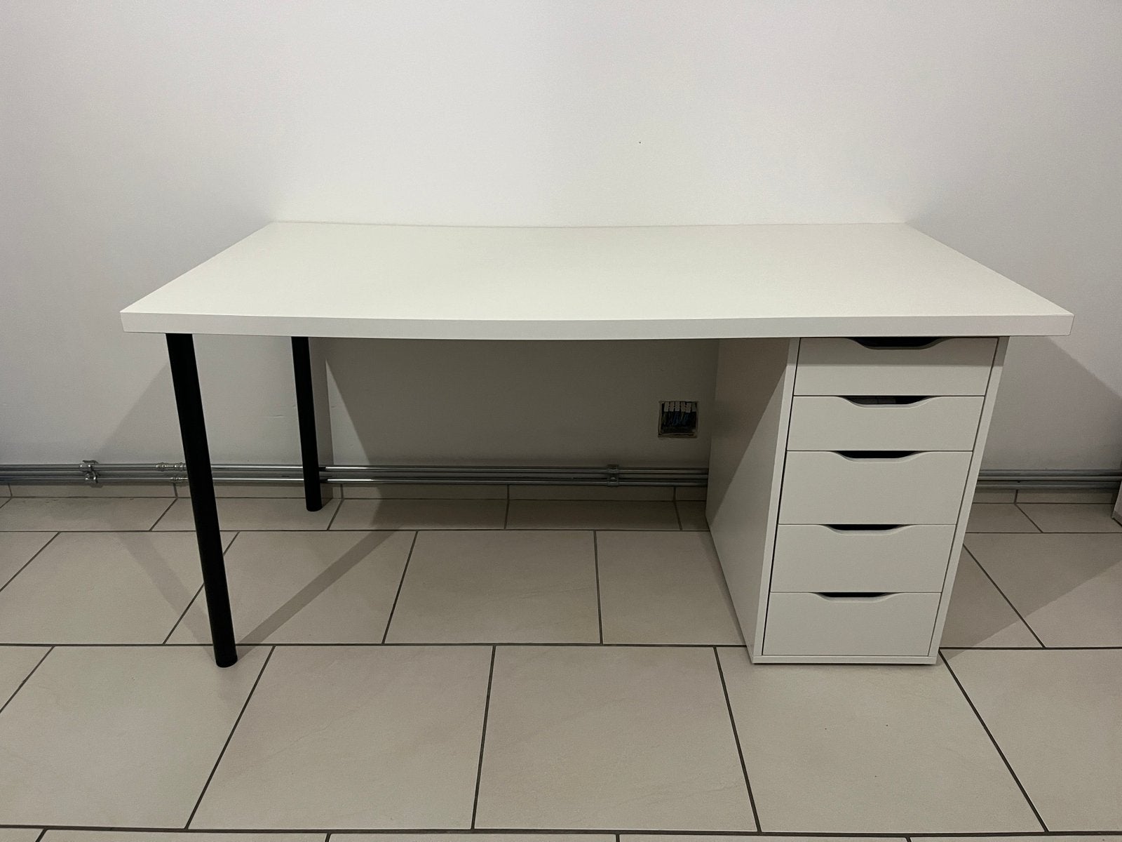 Bureau blanc - caisson ALEX (IKEA) - 150x75cm, 150 cm, Comme neuf, Enlèvement, IKEA