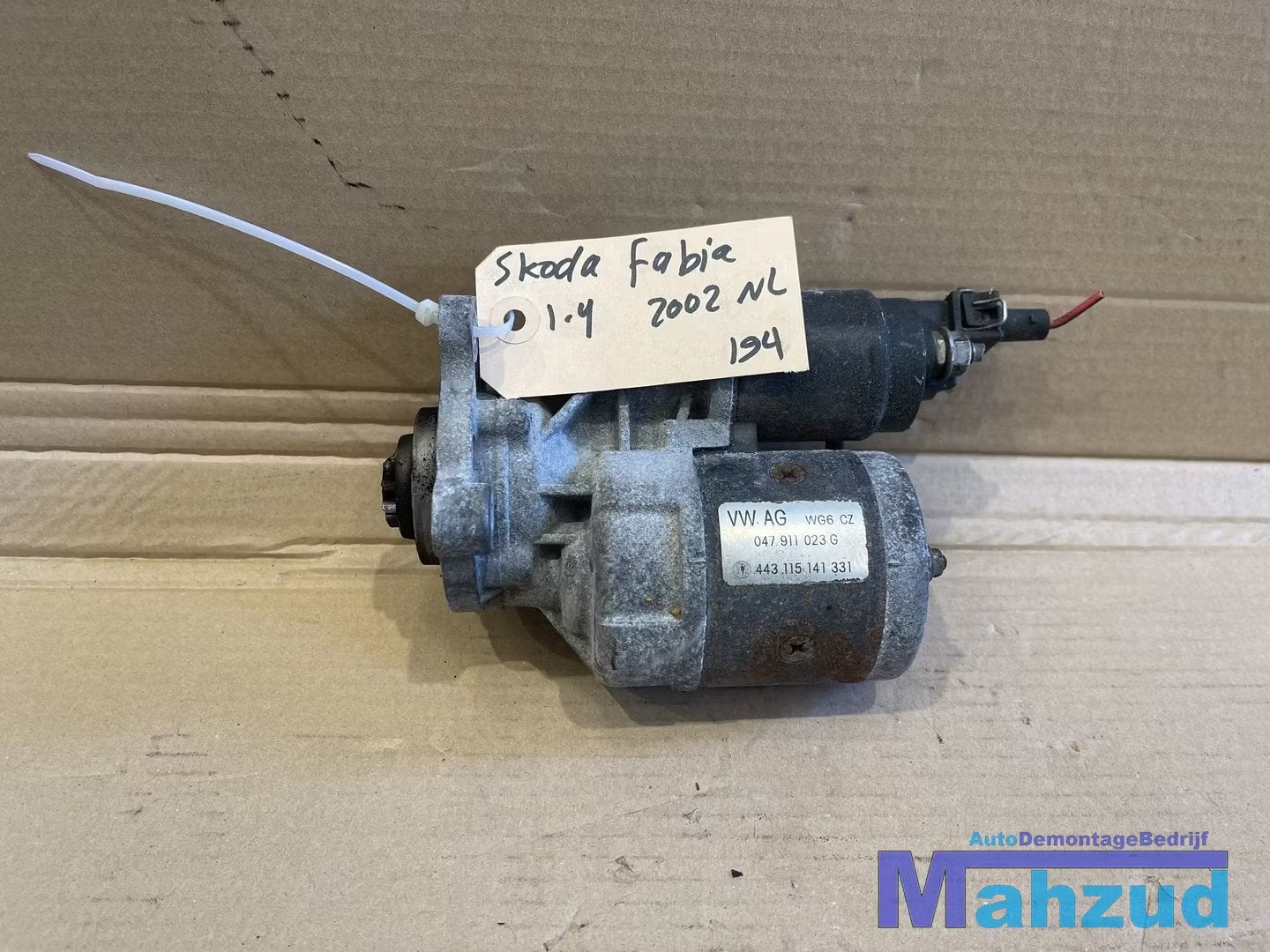 SKODA FABIA 1 1.4 AWQ Startmotor 047911023G, Infoline@skoda-auto.cz, Tr. Vaclava Klementa 869
293 01  Mlada Boleslav, CZ, Utilisé