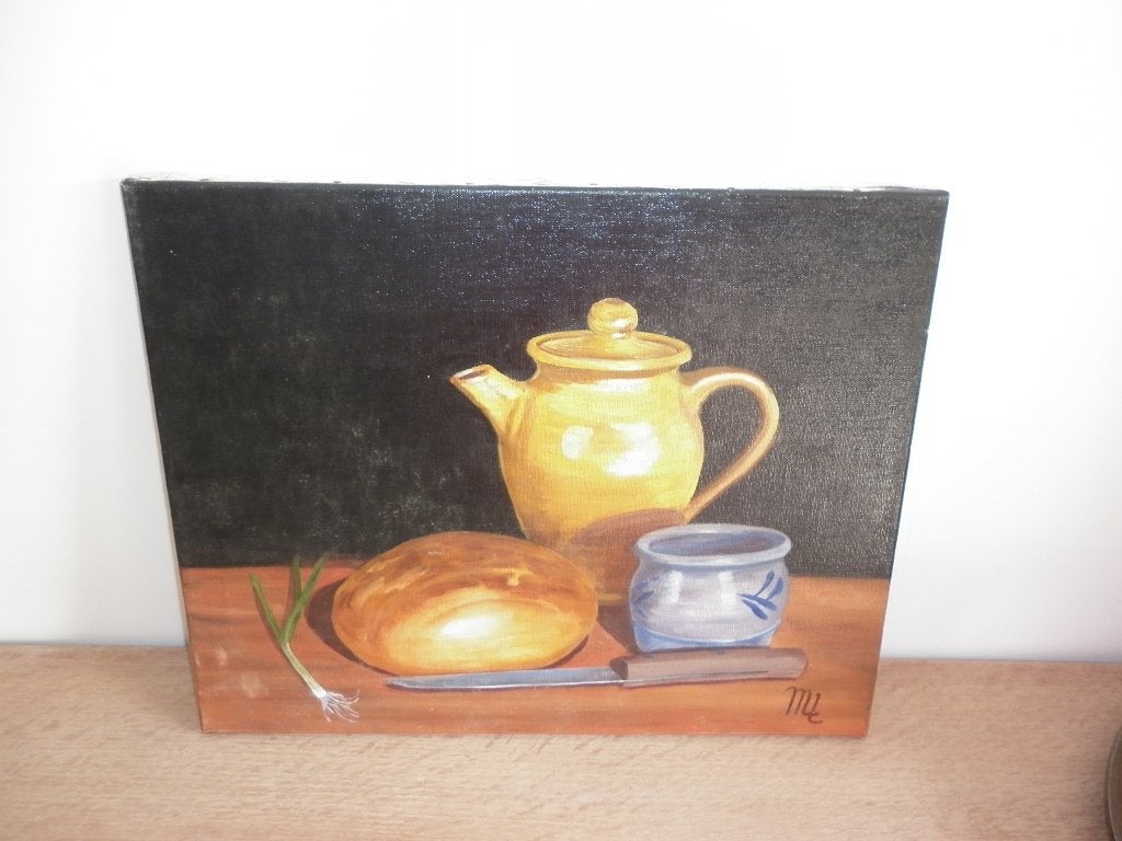 zeer mooi schilderij op doek - stilleven, Ophalen of Verzenden, Stilleven, Doek