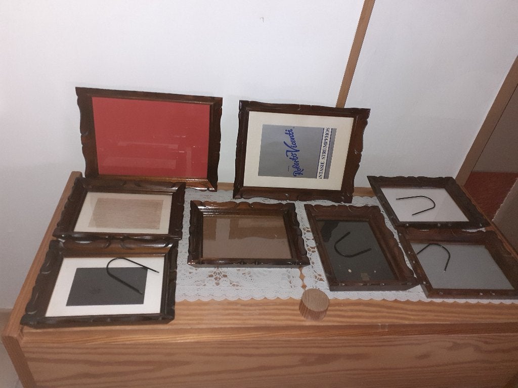Cadres photos moulures en bois vintage, 23 cm, 18 cm, Utilisé, Marron