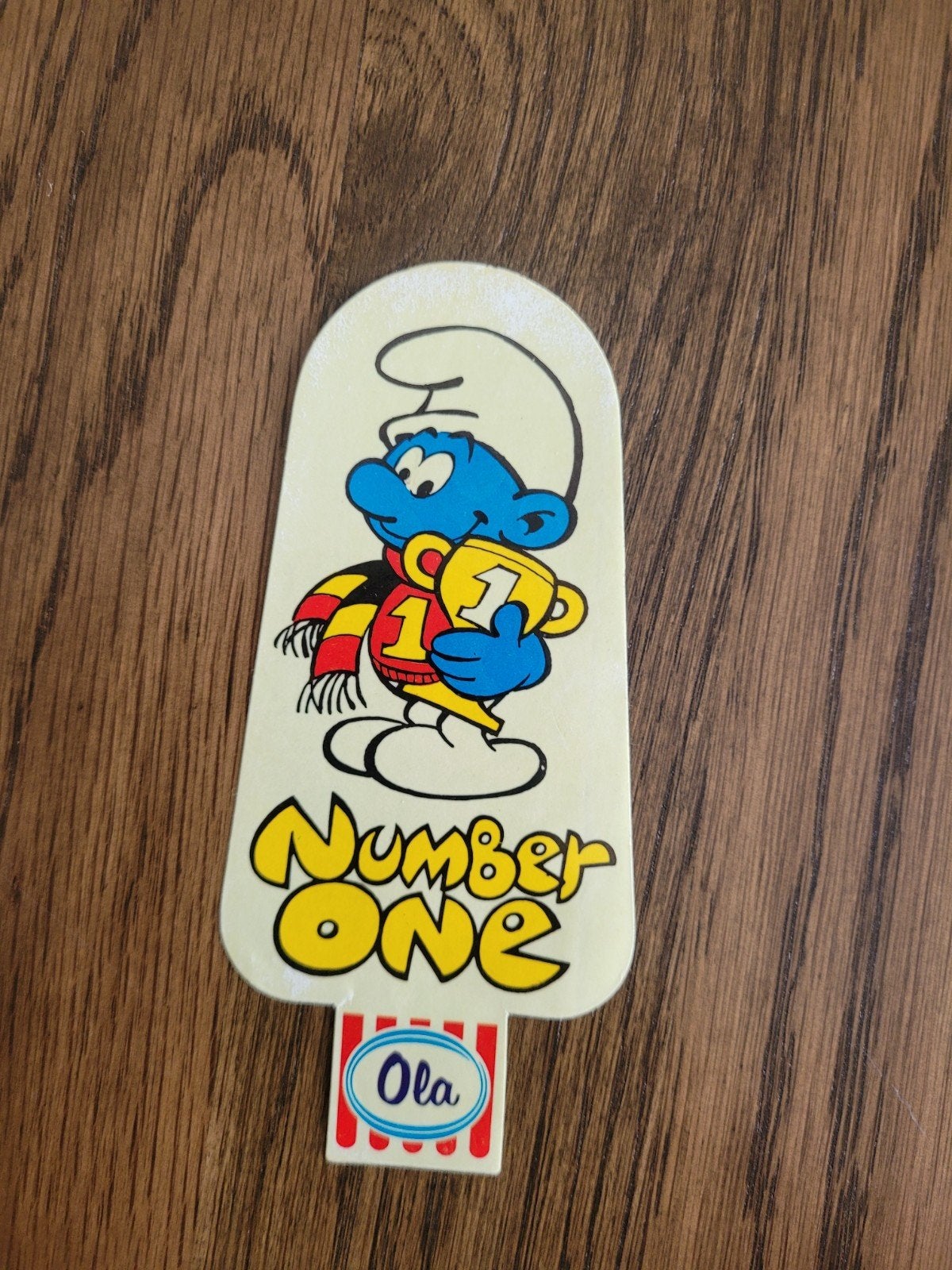 oude sticker de smurfen ola, Ophalen of Verzenden