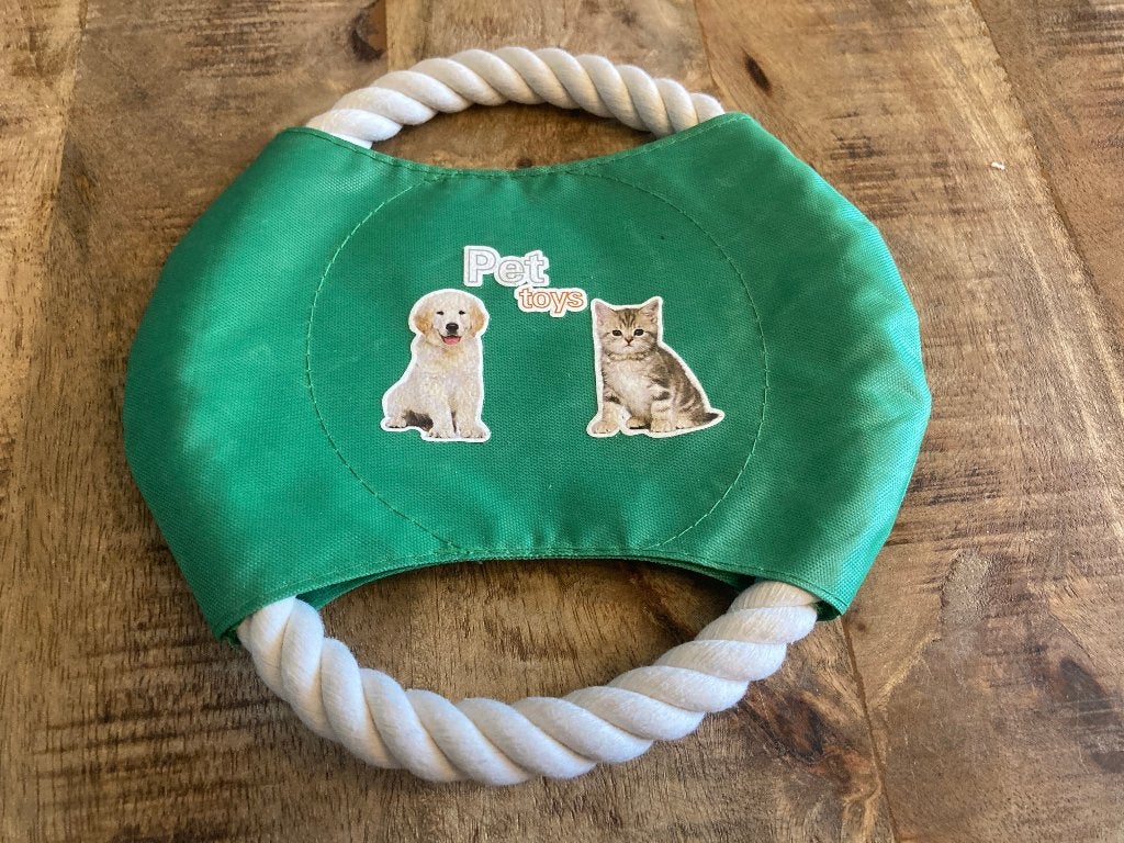 Vliegende schijf met katoenen touw - Pet toys, Ophalen of Verzenden, Nieuw, Apporteerspeelgoed