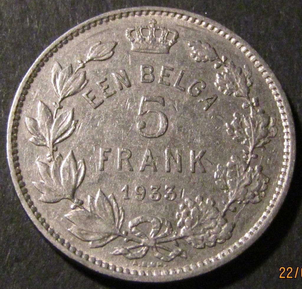 5 frank - 1 Belga uit 1933 - nederlandstalig - Albert I, Ophalen of Verzenden, Overig, Losse munt