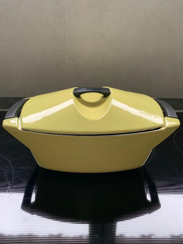 Le Creuset La Coquel Raymond Loewy Kookpan 2,5 l, Kookpan of Snelkookpan, Gebruikt, Gietijzer, Ophalen of Verzenden