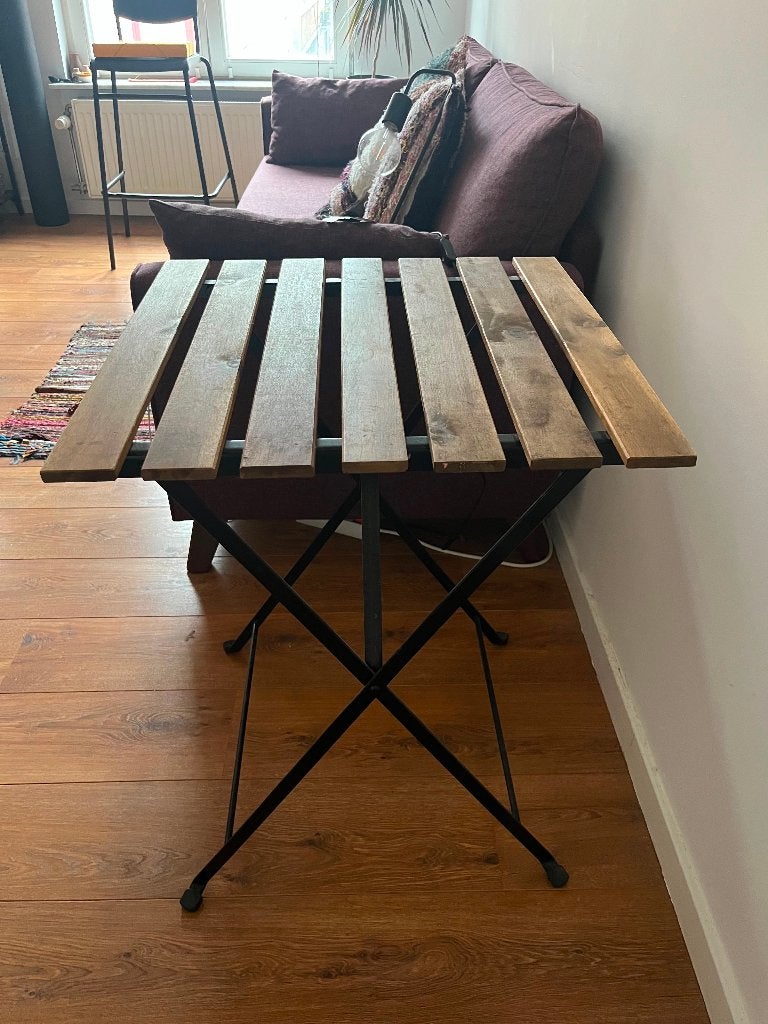 Table – wood slat table, metal legs, Maison & Meubles, Enlèvement, Utilisé