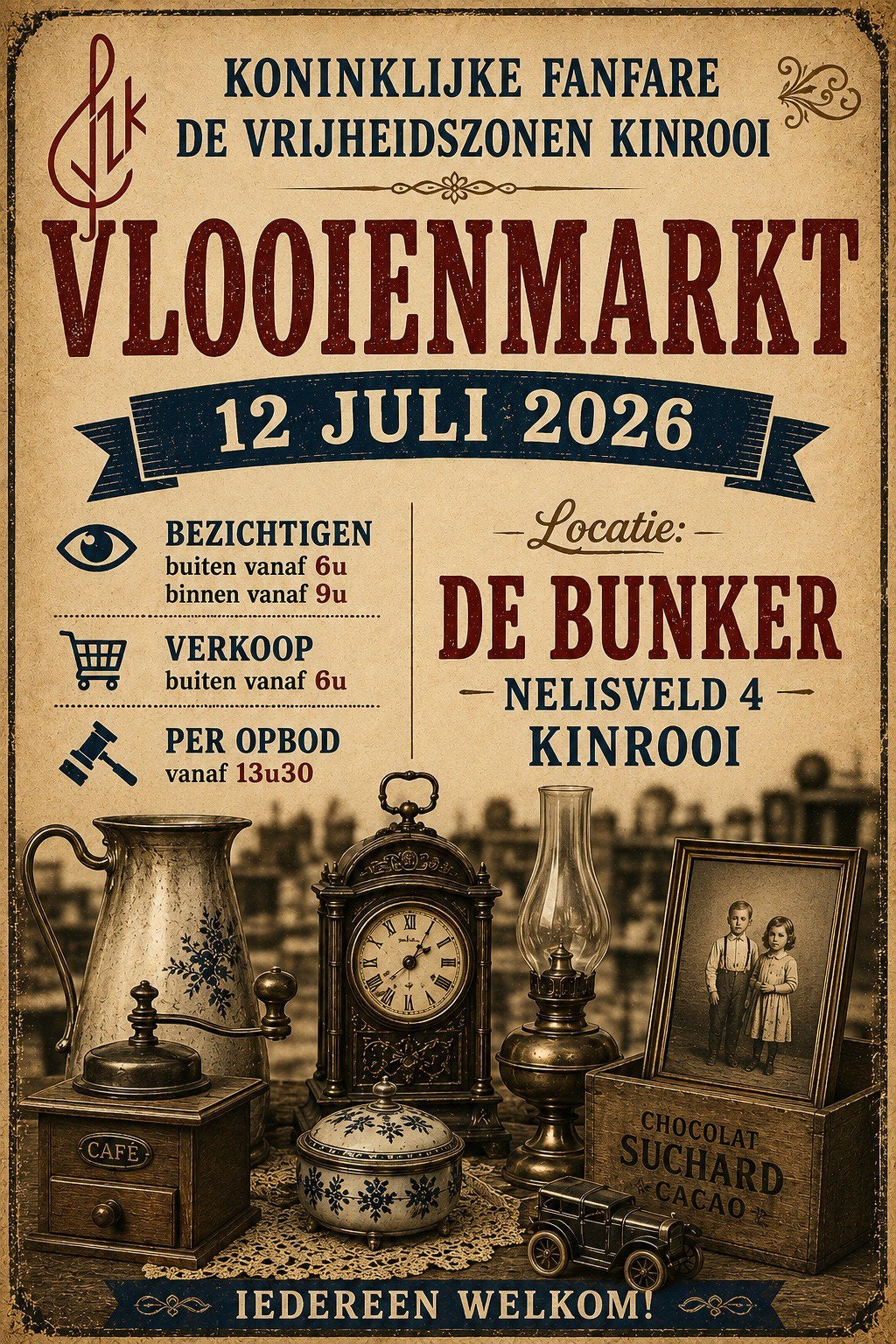 Jaarlijkse vlooienmarkt in Kinrooi, Antiek en Kunst, Curiosa en Brocante, Ophalen