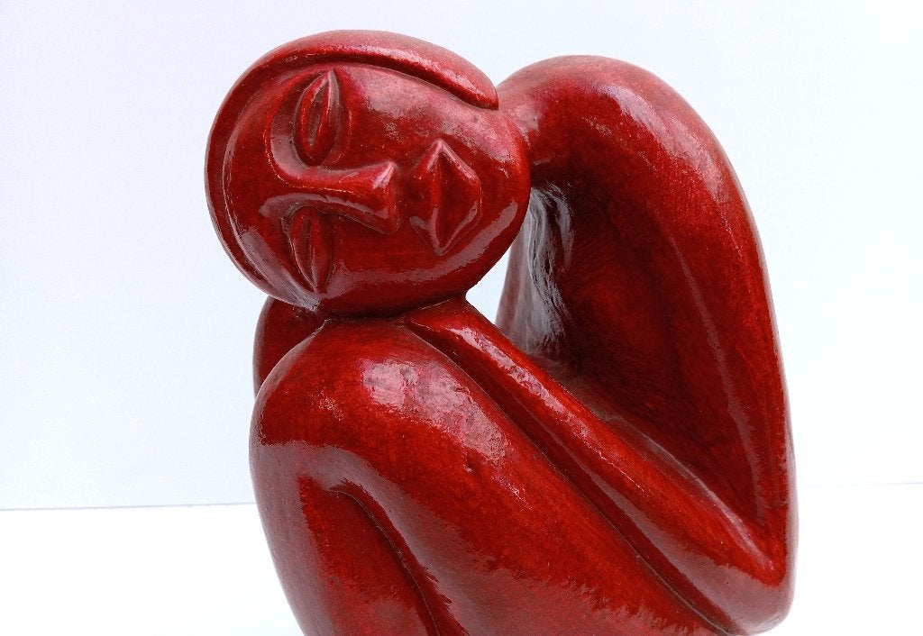 statue art déco femme nue assise, Antiquités & Art, Statue, Enlèvement ou Envoi, Art deco, Peint